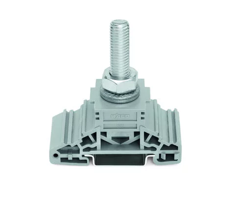 885-110 - Stud terminal block; lateral marker slots; for DIN-rail 35 x 15 and 35 x 7.5; 1 stud, M10; 120,00 mm²; gray