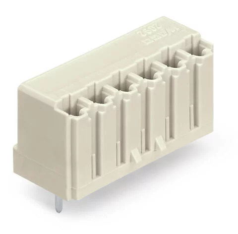 2092-1304/200-000 - THR female header; straight; Pin spacing 5 mm; 4-pole; 0.4 x 1.3 mm solder pin; light gray