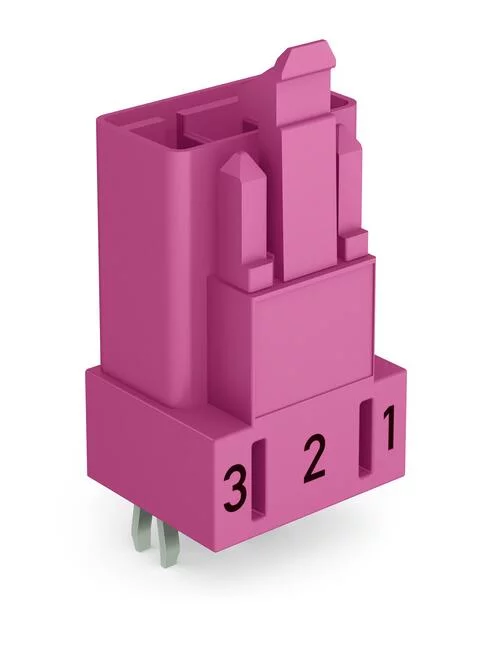 890-893 - Plug for PCBs; straight; 3-pole; Cod. B; pink 890-893 - Plug for PCBs; straight; 3-pole; Cod. B; pink