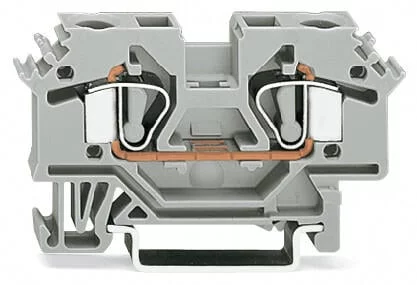 282-601 - 2-conductor through terminal block; 6 mm²; lateral marker slots; for DIN-rail 35 x 15 and 35 x 7.5; CAGE CLAMP®; 6,00 mm²; gray