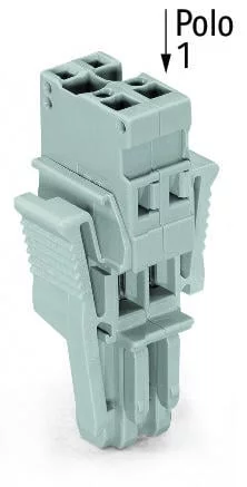 769-104/021-000 - 1-conductor female connector; CAGE CLAMP®; 4 mm²; Pin spacing 5 mm; 4-pole; coding finger; Lateral locking levers; 4,00 mm²; gray