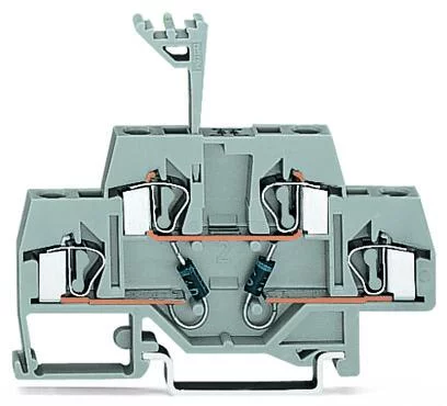 281-635/281-490 - Component terminal block; double-deck; with 2 diodes 1N4007; Top anode; for DIN-rail 35 x 15 and 35 x 7.5; 4 mm²; CAGE CLAMP®; 4,00 mm²; gray