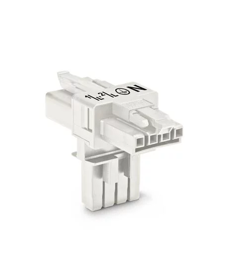 890-676 - T-distribution connector; 4-pole; Cod. A; 1 input; 2 outputs; 2 locking levers; white