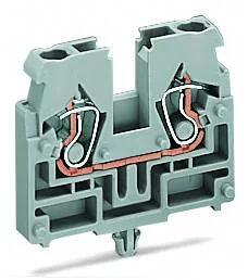 869-319 - 2-conductor terminal block; without push-buttons; with snap-in mounting foot; 1-pole; for plate thickness 0.6 - 1.2 mm; Fixing hole 3.5 mm Ø; 2.5 mm²; CAGE CLAMP®; 2,50 mm²; light gray