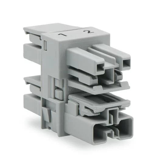 770-1704 - 3-way distribution connector; 2-pole; Cod. B; 1 input; 3 outputs; gray