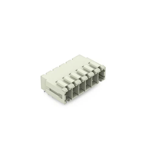 831-3626 - THT male header; 1.0 x 1.2 mm solder pin; angled; 100% protected against mismating; Pin spacing 7.62 mm; 6-pole; light gray