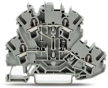 2002-2214/1000-490 - Double-deck double-diode terminal block; 2 x 1N4007 (P-N between first and second level, first level commoned); rail mount; 2-conductor; 5.2 mm wide; gray