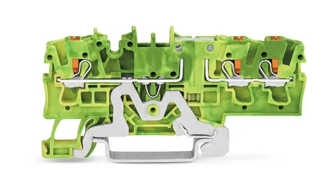 2202-1707 - TOPJOB®S ground terminal block with Push-buttons; rail mount; 3-conductor; 5.2 mm wide; green-yellow