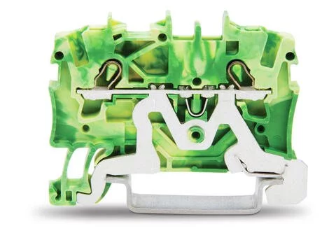 2001-1207 - TOPJOB®S ground terminal block; rail mount; 2-conductor; 4.2 mm wide; green-yellow