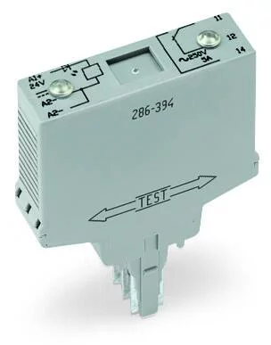 286-394/004-000 - Relay module; Nominal input voltage: 24 VDC; 1 changeover contact; Limiting continuous current: 1 A; with gold contacts; Railway; Red status indicator; Module width: 15 mm; light gray