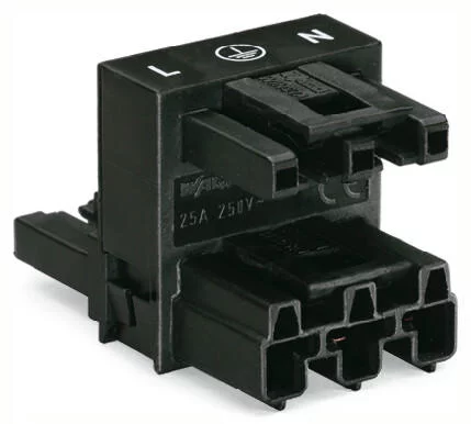 770-633 - h-distribution connector; 3-pole; Cod. A; 1 input; 2 outputs; 2 locking levers; black 770-633 - h-distribution connector; 3-pole; Cod. A; 1 input; 2 outputs; 2 locking levers; black