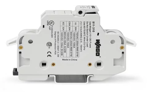 811-310 - 2-conductor fuse holder ; for cylindrical fuses 10 x 38 mm; 13/32 x 11/2; 1-pole; without blown fuse indication; 750 VAC/ 1000 VDC; for DIN-rail 35 x 15 and 35 x 7.5; 16 mm²; CAGE CLAMP®; 16,00 mm²; light gray