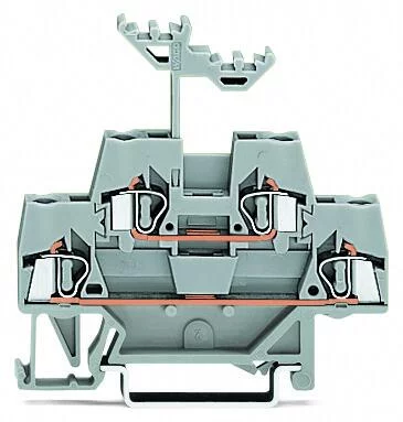 280-519 - Double-deck terminal block; Through/through terminal block; for DIN-rail 35 x 15 and 35 x 7.5; 2.5 mm²; CAGE CLAMP®; 2,50 mm²; gray/gray
