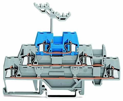 280-552 - Triple-deck terminal block; Through/through/through terminal block; for DIN-rail 35 x 15 and 35 x 7.5; 2.5 mm²; CAGE CLAMP®; 2,50 mm²; gray/gray/blue