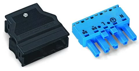 770-1105/022-000 - Socket; with strain relief housing; 5-pole; Cod. I; 4,00 mm²; blue