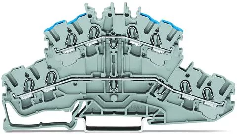 2002-2403 - TOPJOB®S double-deck terminal block; through/through (L/N); rail mount; 4-conductor; 5.2 mm wide; gray