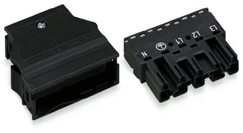 770-115 - Plug; with strain relief housing; 5-pole; 4,00 mm²; black