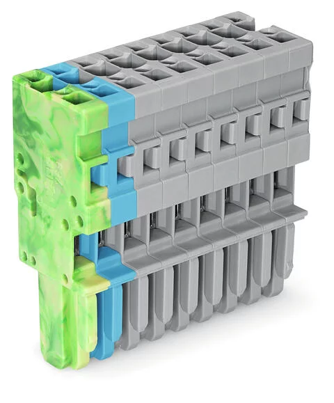 769-109/000-039 - 1-conductor female connector; CAGE CLAMP®; 4 mm²; Pin spacing 5 mm; 9-pole; coding finger; 4,00 mm²; green-yellow, blue, gray