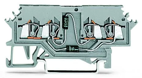 279-620/281-408 - Component terminal block; 4-conductor; for lamp test circuits up to 60 V; with 2 diodes 1N4007; Right-side anode; for DIN-rail 35 x 15 and 35 x 7.5; 1.5 mm²; CAGE CLAMP®; 1,50 mm²; gray