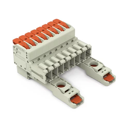 831-1208/306-000 - 1-conductor male connector; lever; Push-in CAGE CLAMP®; 10 mm²; Pin spacing 7.62 mm; 8-pole; 100% protected against mismating; DIN-35 rail/panel mounting; 10,00 mm²; light gray