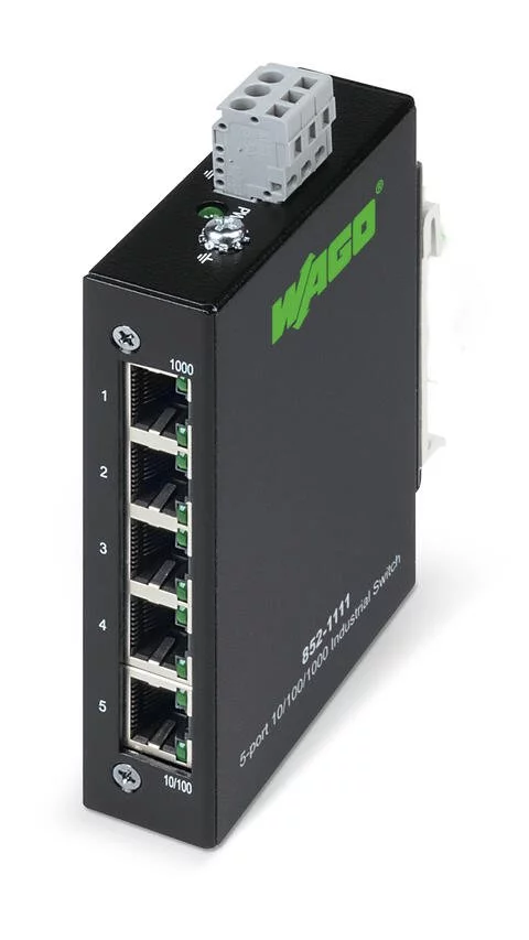 852-1111 - Industrial unmanaged ECO switch; 5 - 10/100/1000 Mb/s RJ45 ports
