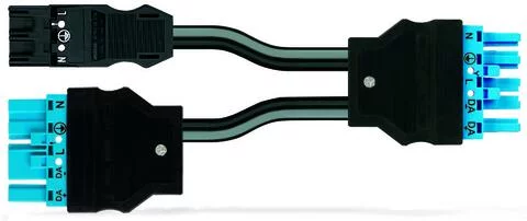 771-5001/225-000 - pre-assembled Y-cable; Eca; 2 x plug/socket; 3-pole + 5-pole/5-pole; H05VV-F 3G 2.5 mm²; H05VV-F 2 x 1.5 mm²; 0.5 m; 2,50 mm²