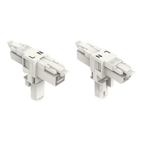 890-1656 - T-distribution connector; 2-pole; Cod. A; 1 input; 2 outputs; 2 locking levers; white