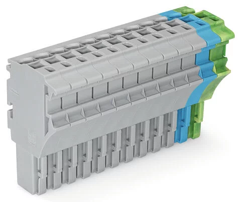 2022-112/000-038 - 1-conductor female connector; Push-in CAGE CLAMP®; 4 mm²; Pin spacing 5.2 mm; 12-pole; 4,00 mm²; gray/blue/green-yellow