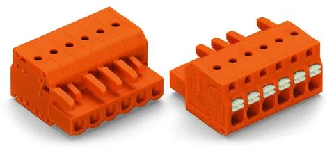 2231-303/026-000 - Female plug; 3-pole; push-button; 12 AWG max; pin spacing 5.08 mm;1-conductor per pole; orange