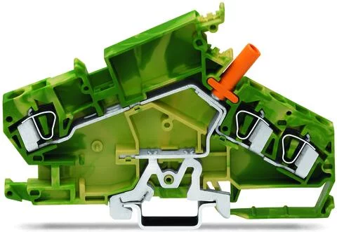 282-868 - 3-conductor ground terminal block; 6 mm²; with touch-proof test socket; for 4 mm Ø test plugs; for DIN-rail 35 x 15 and 35 x 7.5; CAGE CLAMP®; 6,00 mm²; green-yellow