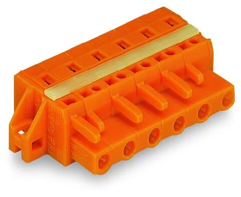 231-706/027-000 - 1-conductor female connector; CAGE CLAMP®; 2.5 mm²; Pin spacing 7.62 mm; 6-pole; clamping collar; 2,50 mm²; orange
