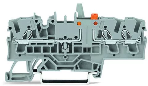 2002-1771/401-000 - Disconnect terminal block; knife disconnect with mechanical interlock; rail mount; 3-conductor; 5.2 mm wide; gray