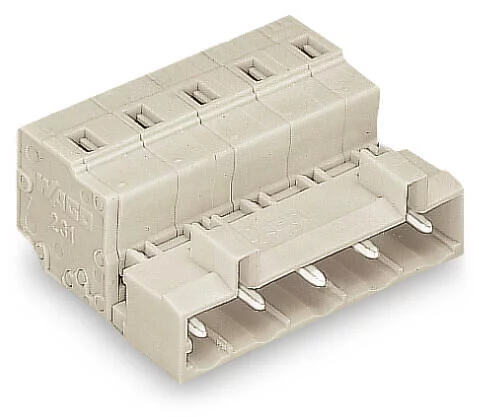 723-604 - 1-conductor male connector; CAGE CLAMP®; 2.5 mm²; Pin spacing 7.5 mm; 4-pole; 100% protected against mismating; 2,50 mm²; light gray