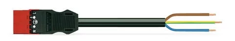 771-9373/266-401 - pre-assembled connecting cable; Cca; Plug/open-ended; 3-pole; Cod. P; H05Z1Z1-F 3G 1.5 mm²; 4 m; 1,50 mm²; red