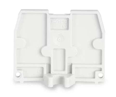 869-397 - End plate; with fixing flange M4; 2.5 mm thick; light gray 869-397 - End plate; with fixing flange M4; 2.5 mm thick; light gray