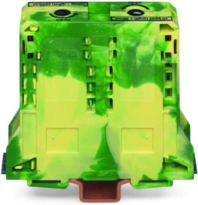 285-197/999-950 - POWER CAGE CLAMP ground terminal block; suitable for Ex e II applications; DIN 35 x 15 rail mount; 2-conductor; 4/0 AWG; 25 mm wide; green-yellow