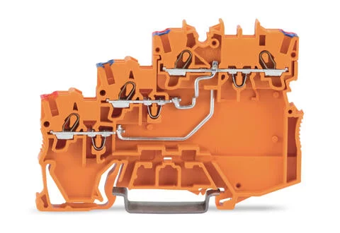 2000-5372 - TOPJOB®S sensor supply terminal block; internally commoned; 2-pole; rail mount; 3-conductor; 7 mm wide; orange
