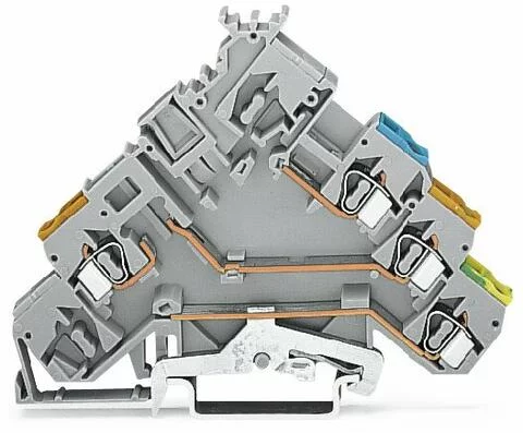 280-575 - 3-conductor actuator supply terminal block; with ground contact; with colored conductor entries; 2.5 mm²; CAGE CLAMP®; 2,50 mm²; gray