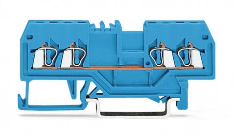 279-834 - 4-conductor through terminal block; 1.5 mm²; suitable for Ex i applications; center marking; for DIN-rail 35 x 15 and 35 x 7.5; CAGE CLAMP®; 1,50 mm²; blue