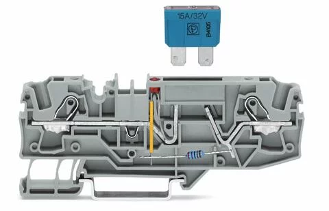2006-1681/1000-414 - 2-conductor fuse terminal block for automotive blade-style fuses; with test option; 48 V; with blown fuse indication by LED; Power consumption LED 4.8 mA