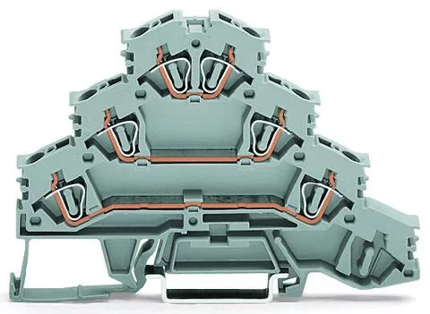 281-532 - Quadruple-deck rail-mounted terminal block; Rail-mounted terminal block for electric motor wiring; L1 - L2 - L3; for DIN-rail 35 x 15 and 35 x 7.5; 4 mm²; 4,00 mm²; gray