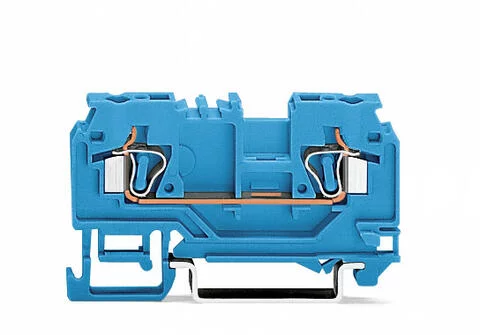 880-904/999-940 - 2-conductor through terminal block; 4 mm²; with test port; suitable for Ex i applications; center marking; for DIN-rail 35 x 15 and 35 x 7.5; CAGE CLAMP®; 4,00 mm²; blue