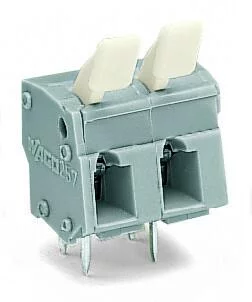 257-502/333-000 - PCB terminal block; finger-operated levers; 2.5 mm²; Pin spacing 7.5/7.62 mm; 2-pole; CAGE CLAMP®; commoning option; 2,50 mm²; gray