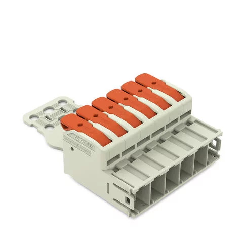 832-1206/334-000 - 1-conductor male connector; lever; Push-in CAGE CLAMP®; 16 mm²; Pin spacing 10.16 mm; 6-pole; 100% protected against mismating; Strain relief plate; Silver-plated contacts; 16,00 mm²; light gray