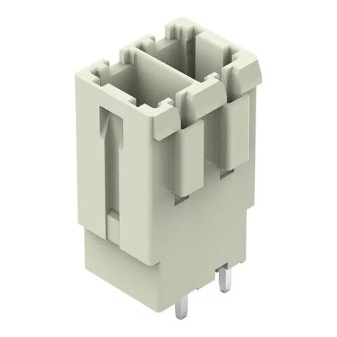 831-3602 - THT male header; 1.0 x 1.2 mm solder pin; straight; 100% protected against mismating; Pin spacing 7.62 mm; 2-pole; light gray