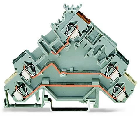 280-583 - 3-conductor actuator supply terminal block; with colored conductor entries; 2.5 mm²; CAGE CLAMP®; 2,50 mm²; gray