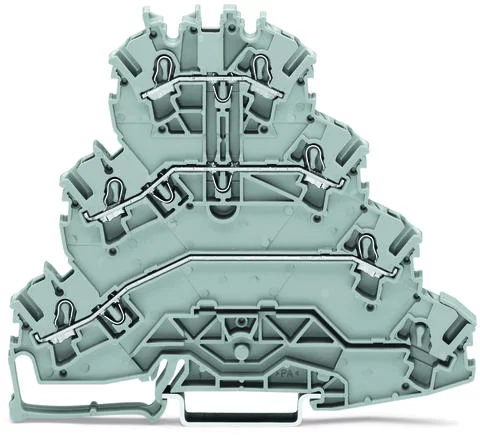 2002-4101 - TOPJOB®S quadruple-deck terminal block; through/through/through (L3/L2/L1); rail mount; 2-conductor; 5.2 mm wide; gray