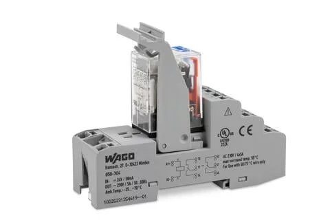 858-307 - Relay module; Nominal input voltage: 110 VDC; 4 changeover contacts; Limiting continuous current: 5 A; with manual operation; Red status indicator; Module width: 31 mm; 1,50 mm² 858-307 - Relay module; Nominal input voltage: 110 VDC; 4 changeover contacts; Limiting continuous current: 5 A; with manual operation; Red status indicator; Module width: 31 mm; 1,50 mm²