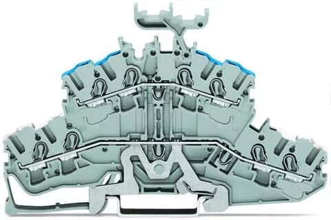 2002-2418 - Double-deck terminal block; ground/through (Shield/N); rail mount; 4-conductor; 5.2 mm wide; gray