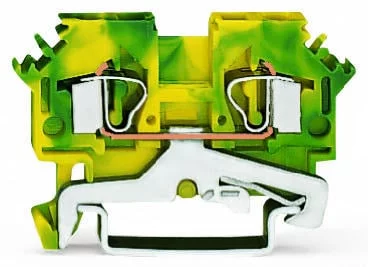 281-607 - 2-conductor ground terminal block; 4 mm²; lateral marker slots; for DIN-rail 35 x 15 and 35 x 7.5; CAGE CLAMP®; 4,00 mm²; green-yellow
